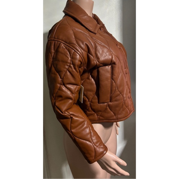NWT BLANKNYC Faux Leather Quilted Brown Jacket - Picture 3 of 11